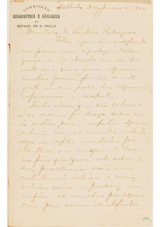 [Carta de Orville A. Derby a João Barbosa Rodrigues, escrita de São Paulo em 18 de janeiro de 1904]