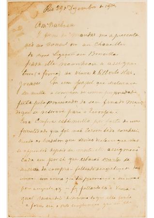 [Carta do Barão de Capanema a João Barbosa Rodrigues, escrita do Rio de Janeiro em 29 de dezembro de 1904]